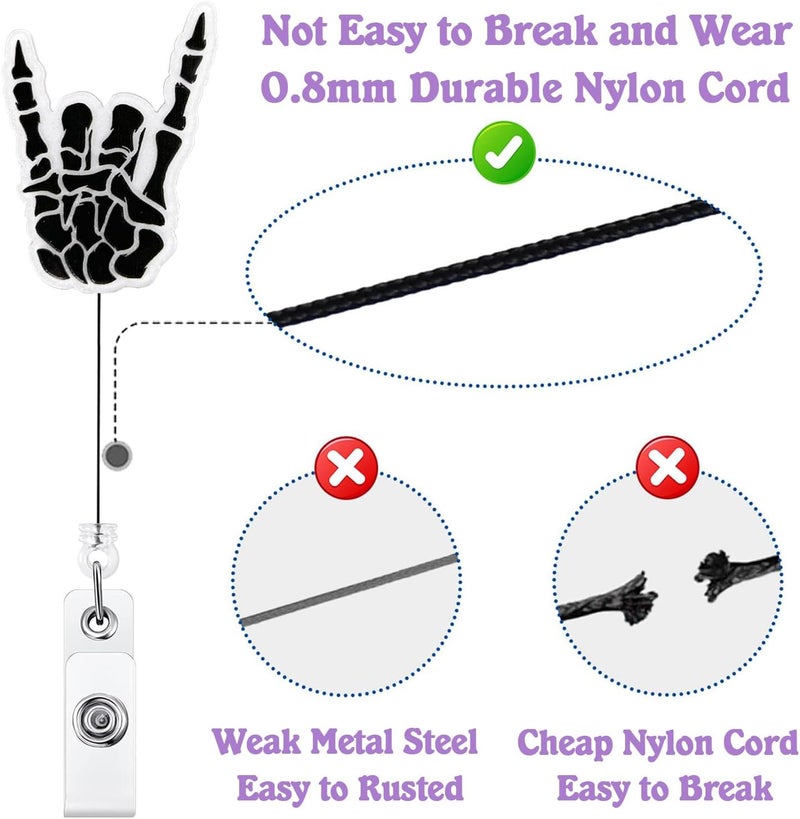 Bydevia Funny Skeleton Hand Halloween Badge Reel Retractable, Fall Badge Reel for Nurse Nursing Student RN CNA LPN Medical Worker & Teacher, Radiology X-ray Tech Badge Gifts, Rad Tech Badge ID Holder for Work - Image 4